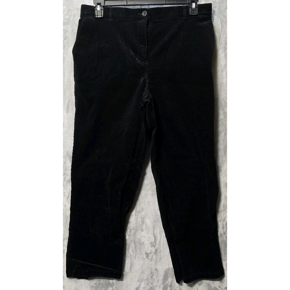 LL Bean Corduroy Pants Womens 16P Black Slash Pockets Cowgirl Casual Classic Fit - Picture 1 of 9
